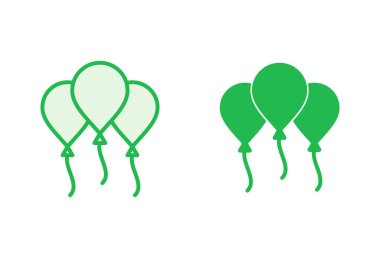 Balon simgesi ayarlandı. Parti balonu süsleme doğum günü vektörü. Balon siyah siluet simgesi