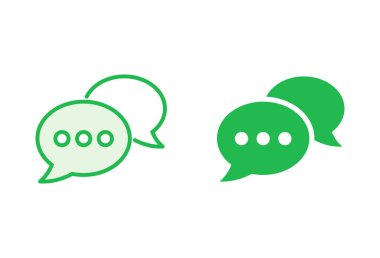 Sohbet simgesi ayarlandı. Konuşma balonu ikonu. Yorum simgesi vektörü. Mesaj var. Bizimle irtibata geç