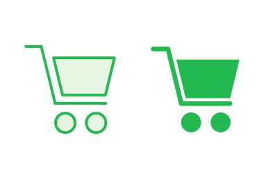 Alışveriş ikonu seti. Alışveriş arabası ikonu. Trolley simge vektörü