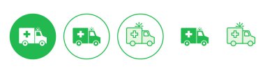 Ambulans simgesi hazır. Ambulans kamyonu ikon vektörü. Ambulans arabası