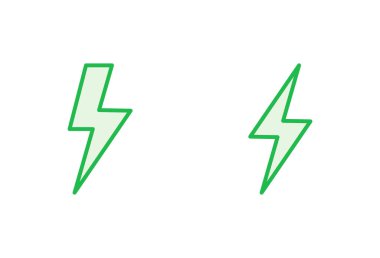 Şimşek simgesi ayarlandı. Elektrik ikon vektörü. Güç simgesi. enerji işareti
