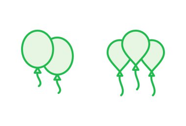 Balon simgesi ayarlandı. Parti balonu süsleme doğum günü vektörü. Balon siyah siluet simgesi