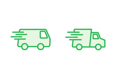Hızlı nakliye kamyonu ikonu seti. Teslimat kamyonu ikonu. hızlı dağıtım simgesi