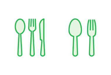 kaşık ve çatal ikonu seti. kaşık, çatal ve bıçak ikonu vektörü. restoran simgesi