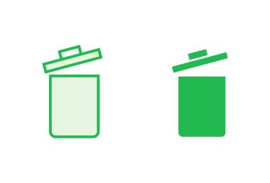 Çöp simgesi seti. Çöp kutusu simgesi. Simge vektörünü sil. çöp