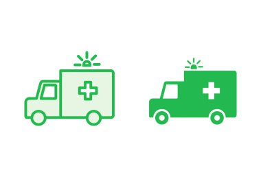Ambulans simgesi hazır. Ambulans kamyonu ikon vektörü. Ambulans arabası