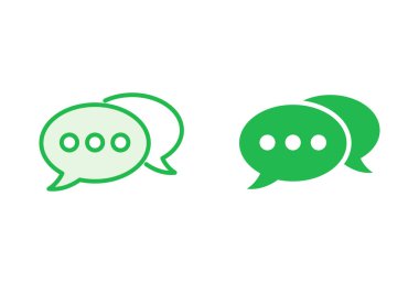 Sohbet simgesi ayarlandı. Konuşma balonu ikonu. Yorum simgesi vektörü. Mesaj var. Bizimle irtibata geç