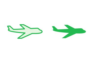 Uçak simgesi ayarlandı. Uçak ikonu vektörü. Uçuş taşıma sembolü. Seyahat illüstrasyonu. Tatil sembolü