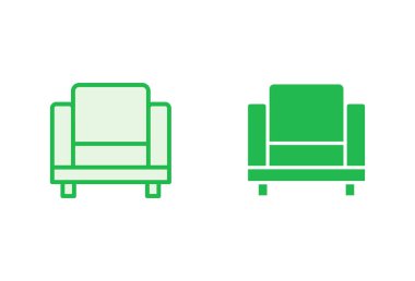 Koltuk simgesi ayarlandı. kanepe ikonu çizimi