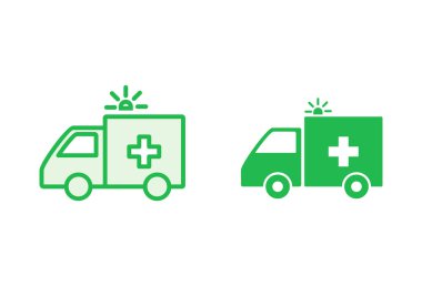 Ambulans simgesi hazır. Ambulans kamyonu ikon vektörü. Ambulans arabası