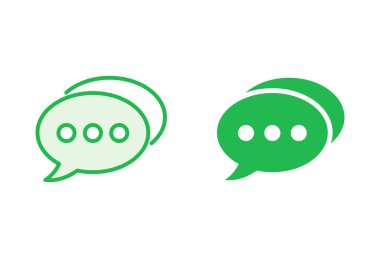 Sohbet simgesi ayarlandı. Konuşma balonu ikonu. Yorum simgesi vektörü. Mesaj var. Bizimle irtibata geç