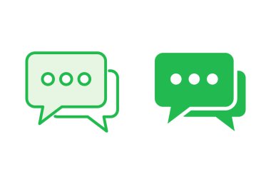 Sohbet simgesi ayarlandı. Konuşma balonu ikonu. Yorum simgesi vektörü. Mesaj var. Bizimle irtibata geç