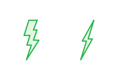 Şimşek simgesi ayarlandı. Elektrik ikon vektörü. Güç simgesi. enerji işareti