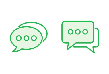 Sohbet simgesi ayarlandı. Konuşma balonu ikonu. Yorum simgesi vektörü. Mesaj var. Bizimle irtibata geç