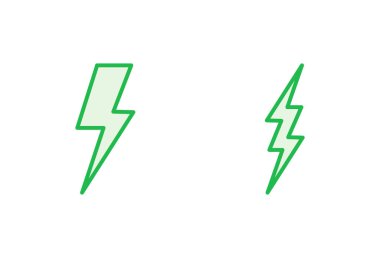 Şimşek simgesi ayarlandı. Elektrik ikon vektörü. Güç simgesi. enerji işareti