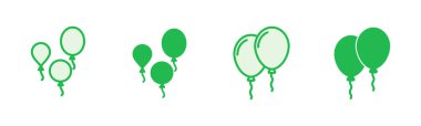 Balon simgesi ayarlandı. Parti balonu süsleme doğum günü vektörü. Balon siyah siluet simgesi
