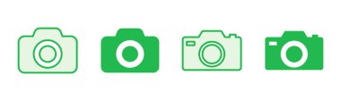 Kamera simgesi ayarlandı. Fotoğraf makinesi simgesi. kamera fotoğrafçılık simgesi.