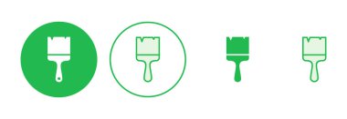 Boya simgesi seti. boya fırçası ikon vektörü. boyama silindiri vektörü