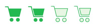 Alışveriş ikonu seti. Alışveriş arabası ikonu. Trolley simge vektörü
