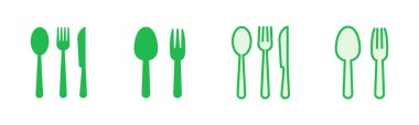 kaşık ve çatal ikonu seti. kaşık, çatal ve bıçak ikonu vektörü. restoran simgesi