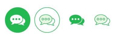 Sohbet simgesi ayarlandı. Konuşma balonu ikonu. Yorum simgesi vektörü. Mesaj var. Bizimle irtibata geç