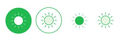 Güneş ikonu ayarlandı. Parlaklık Simgesi vektörü