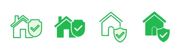 House Insurance Icon Set House Protection Icon — Stock Vector