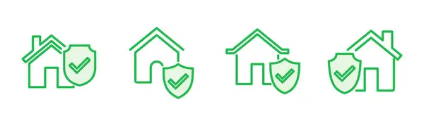 House Insurance Icon Set House Protection Icon — Stock Vector