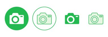 Kamera simgesi ayarlandı. Fotoğraf makinesi simgesi. kamera fotoğrafçılık simgesi.