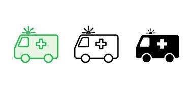 Ambulans simgesi hazır. Ambulans kamyonu ikon vektörü. Ambulans arabası