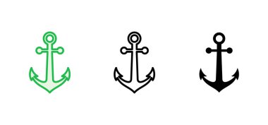 Çapa simgesi ayarlandı. Çapa sembolü logosu. Çapa deniz simgesi.