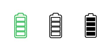 Batarya simgesi ayarlandı. Şarj seviyesi. pil yükleme simgesi