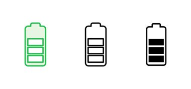 Batarya simgesi ayarlandı. Şarj seviyesi. pil yükleme simgesi