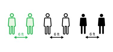 Sosyal uzaklık simgesi ayarlandı. Sosyal uzaklık simgesi. Kendini karantina işareti