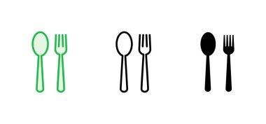 kaşık ve çatal ikonu seti. kaşık, çatal ve bıçak ikonu vektörü. restoran simgesi