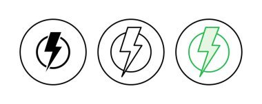 Güç simgesi ayarlandı. Güç Düğmesi Simgesi. Elektrik gücü.