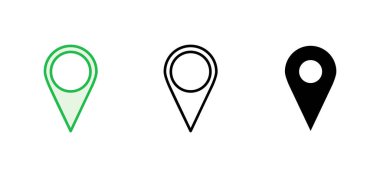 Pin simgesi ayarlandı. Konum simgesi vektörü. hedef simgesi. harita iğnesi