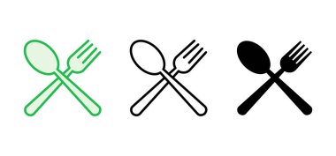 kaşık ve çatal ikonu seti. kaşık, çatal ve bıçak ikonu vektörü. restoran simgesi