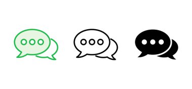 Sohbet simgesi ayarlandı. Konuşma balonu ikonu. Yorum simgesi vektörü. Mesaj var. Bizimle irtibata geç