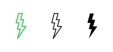 Şimşek simgesi ayarlandı. Elektrik ikon vektörü. Güç simgesi. enerji işareti
