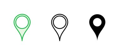 Pin simgesi ayarlandı. Konum simgesi vektörü. hedef simgesi. harita iğnesi