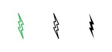 Şimşek simgesi ayarlandı. Elektrik ikon vektörü. Güç simgesi. enerji işareti