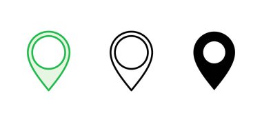 Pin simgesi ayarlandı. Konum simgesi vektörü. hedef simgesi. harita iğnesi