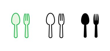 kaşık ve çatal ikonu seti. kaşık, çatal ve bıçak ikonu vektörü. restoran simgesi