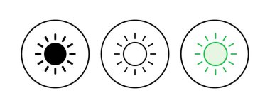 Güneş ikonu ayarlandı. Parlaklık Simgesi vektörü
