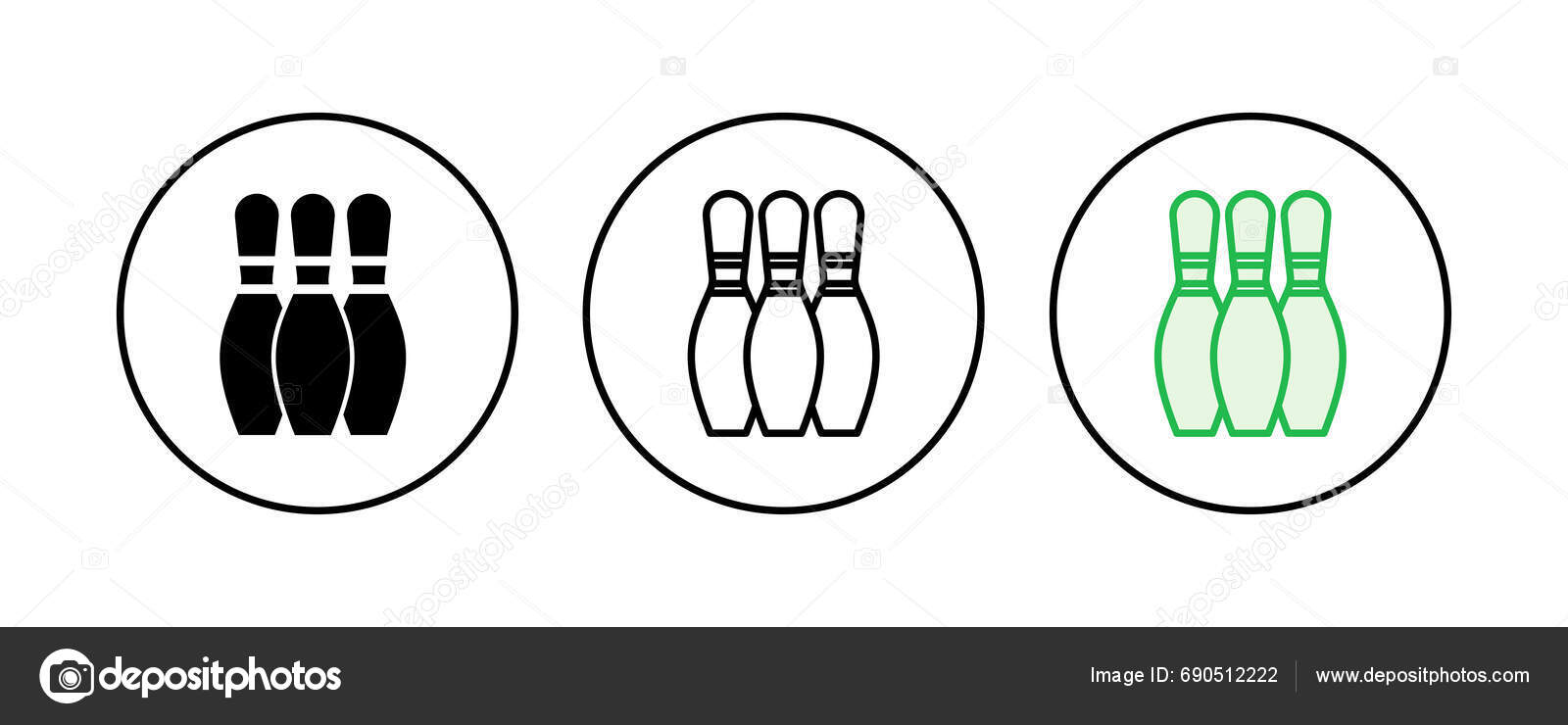 Bowling Icon Set Bowling Ball Pin Icon Bowling Pins Stock Vector by
