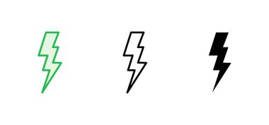 Şimşek simgesi ayarlandı. Elektrik ikon vektörü. Güç simgesi. enerji işareti