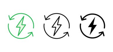 Güç simgesi ayarlandı. Güç Düğmesi Simgesi. Elektrik gücü.