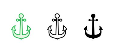 Çapa simgesi ayarlandı. Çapa sembolü logosu. Çapa deniz simgesi.