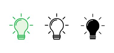 Lamba simgesi ayarlandı. Ampul simgesi vektörü. fikir sembolü.